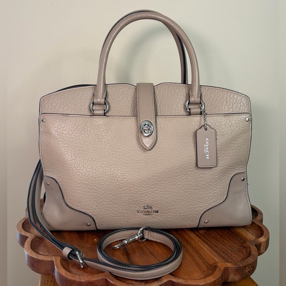 Coach Handbags - Coach Mercer Satchel 30 Metallic Taupe Convertible Crossbody Taupe 57690 EUC